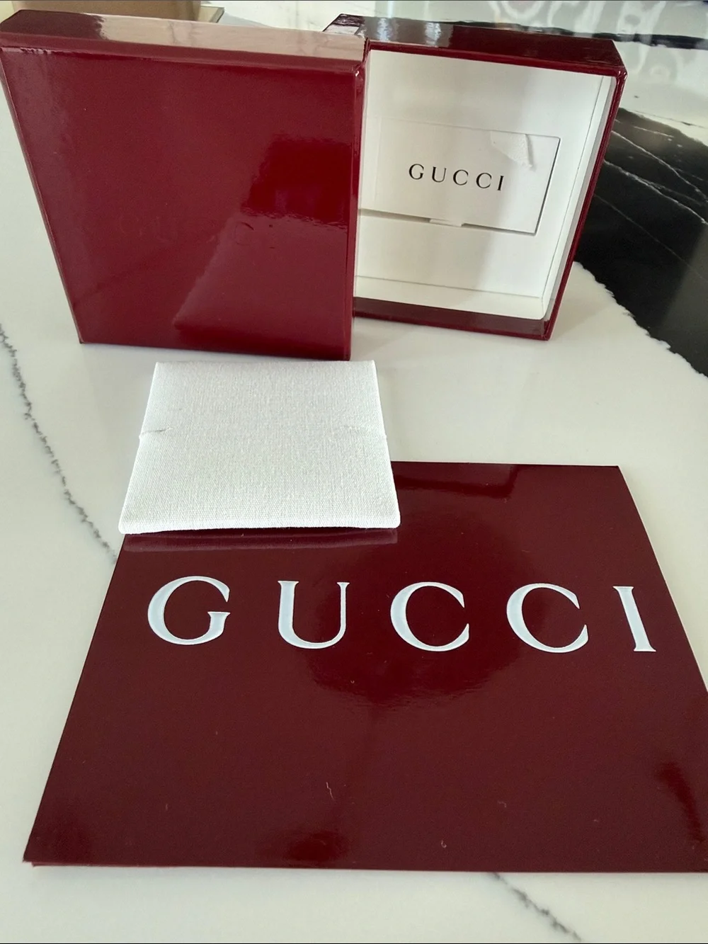 Gucci Deep Burgundy Jewelry Presentation Box with White Insert